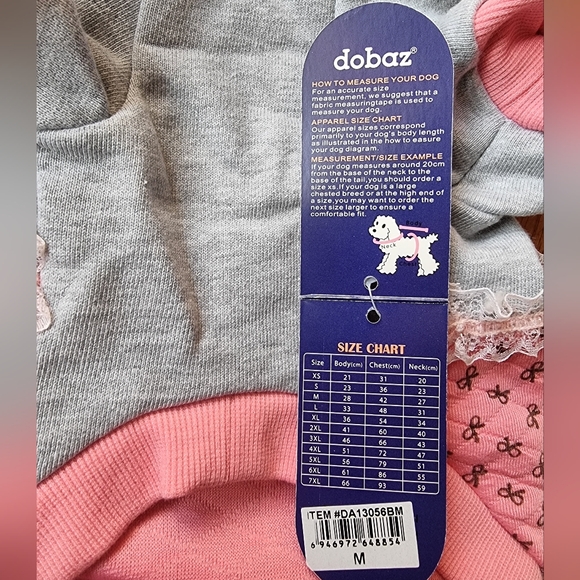 ๐๏ธ Dobaz Dog 'Princess' Hoodie Sweater Pink & Gray - Picture 5 of 7